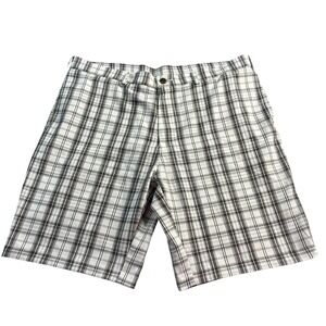 Haggar H26 Mens Bermuda Short Black White Plaid‎ Sz 40 Casual Flat Front Zip Fly